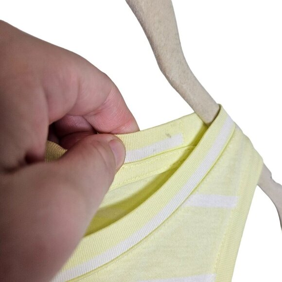 C&C California Yellow White Striped Sleeveless Dress Drawstring Waist  Pull Over - Picture 15 of 15